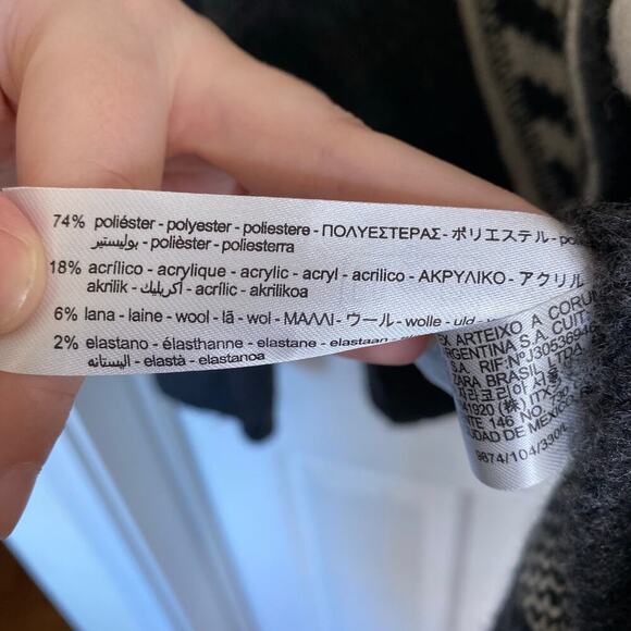 ZARA Patchwork Cable Knit Cardigan Neutral Chevron Size Large Blogger Favorite - Picture 8 of 8